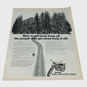 1970 Suzuki Trail Cycle Original Vintage Print Ad